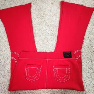 NEW True Religion Pull-On Flare Jeans Red Anniversary XL